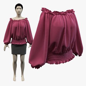 3d model sweet shirring shirt skirt