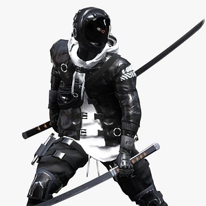 Cyberpunk Azura Robot Character Low Poly