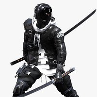 Cyberpunk Azura Robot Character Low Poly