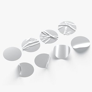 3D model 8 Stickers set - silver adhesive sticky labels