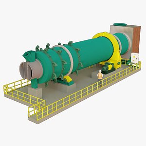 Rotary Kiln Dryer - Industrial Drying Equipment fully detailed 3D Model animation