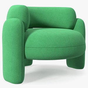 3D Smooth Shape Green Armchair