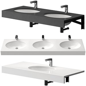 3D Vitra Arkitekt washbasin and Vitra sensor mixer