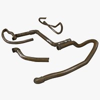 Iron Pipes 3D Models Set with Elbow Attachment 3