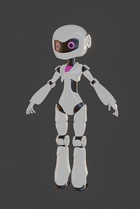female cute robot character 3D model