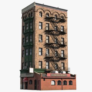 3D model Apartment Building with Restaurant
