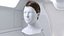Modelo 3D realista de un peinado pixie castaño corto con raya lateral.