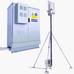 3D Cell Tower Station 68 and Base Station Box SET