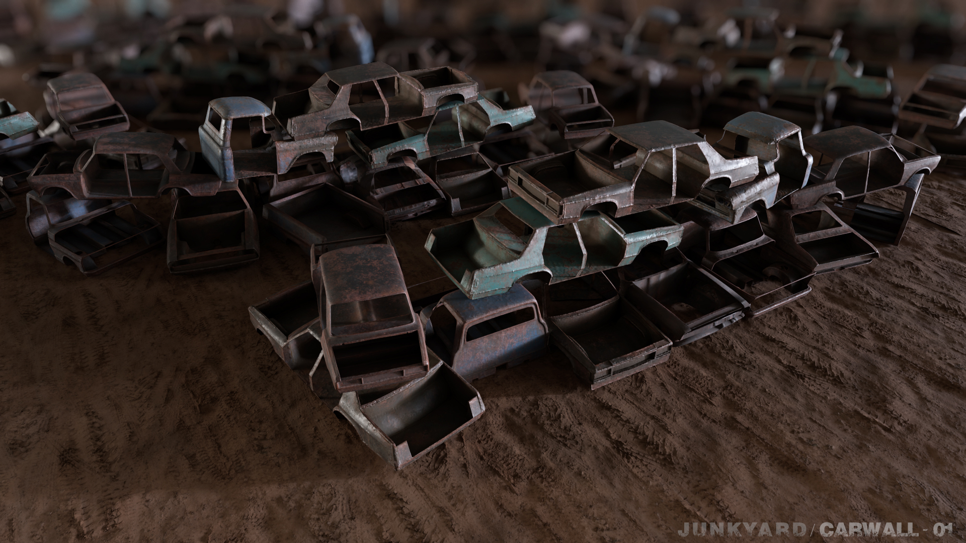 Junkyard car debris 3D model TurboSquid 1690844