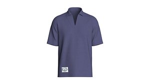 Men V-Neck Polo Shirt With Patch 3D