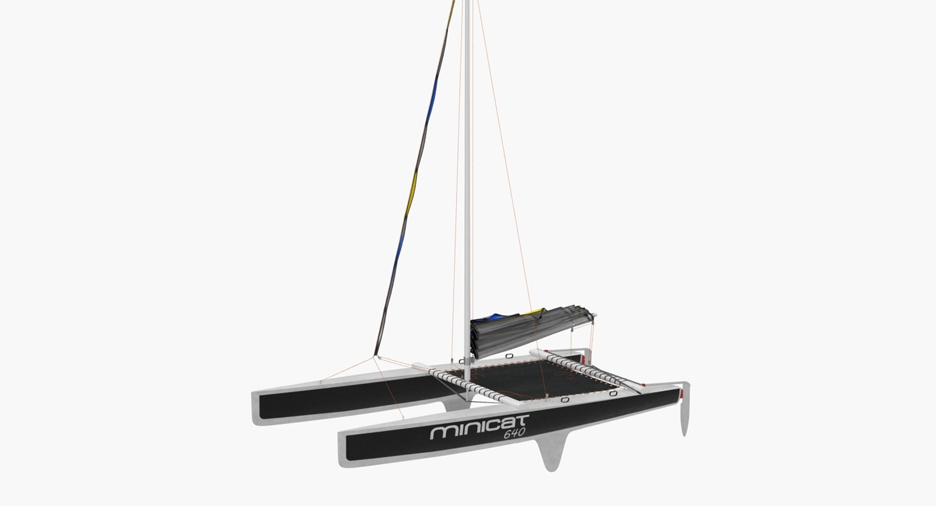 Small Sail Catamaran Black 3D Model 3D model preview