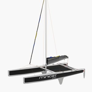 Small Sail Catamaran Black 3D Model