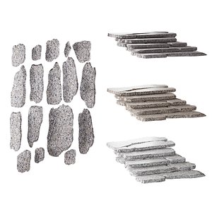 Granite steps 3D model 3D model