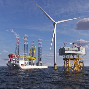 3D Voltaire Jack Up Vessels Offshore Wind Farm Installation model
