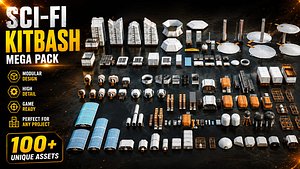 3D Sci-Fi Industrial Kitbash Mega Pack 122 Modular Assets