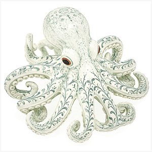 3D White octopus figurine made ceramic porcelain new model