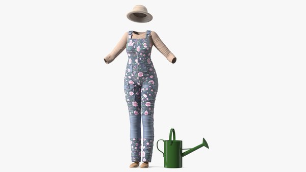 modelo 3d Conjunto de ropa de jardinero para mujer TurboSquid