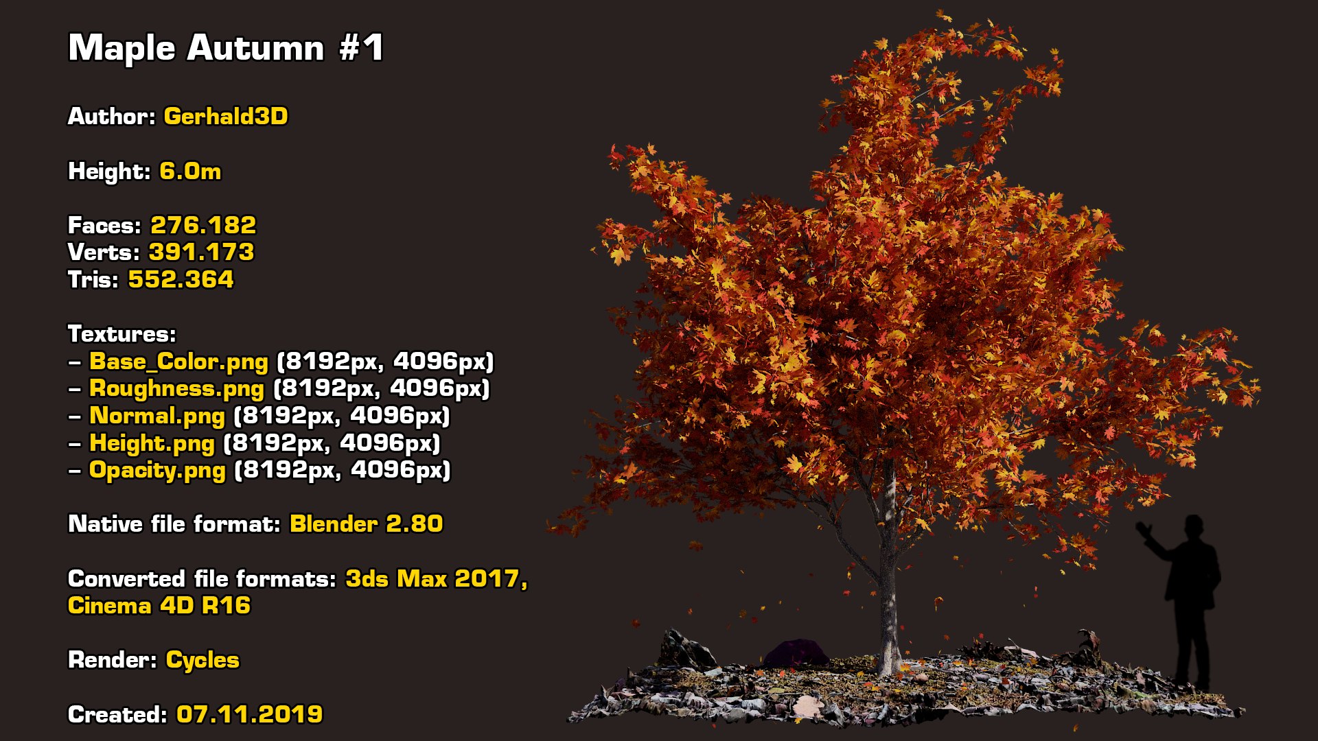 3D Model Maple Autumn 1 Tree Bark - TurboSquid 1469196
