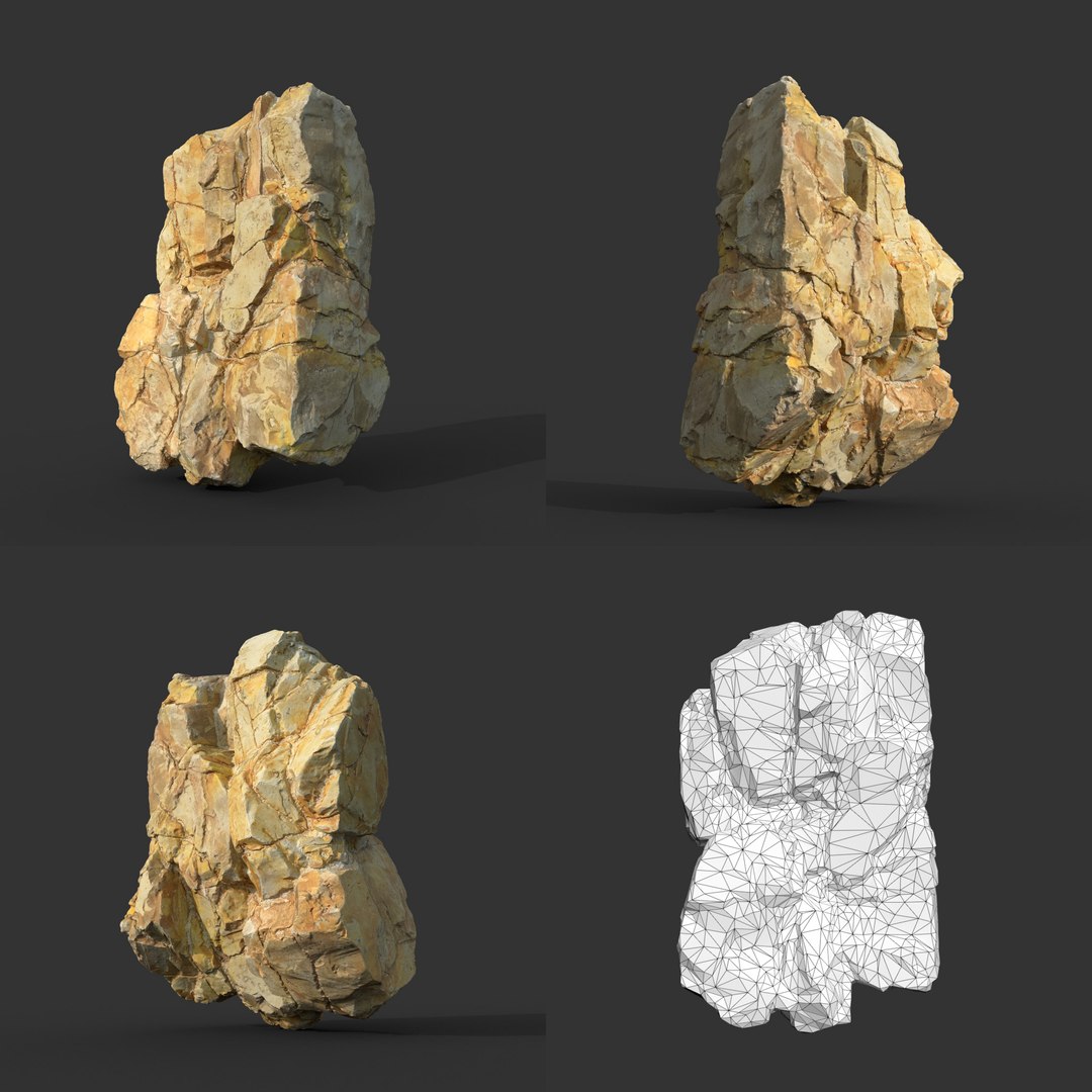 3D 8 Low poly PBR Yellow Modular Rock - TurboSquid 2162421
