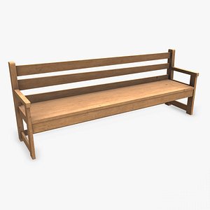 Wooden Outdoor Bench Low-poly PBR