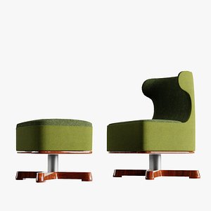 3D Armchair with Footstool