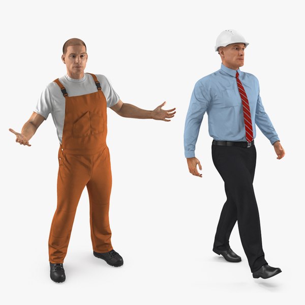 3D rigged construction engineer worker model