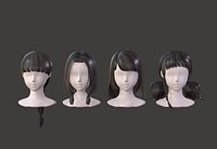 Low poly girl hairstyle collection