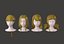 Das Mädchenhaar, das alte Weisen wieder herstellt, flechten ordentliches Knall Low-Poly-3D-Modell