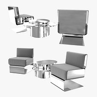 Set of chairs by Gianni Moscatelli for Forma Nova and custom made side table