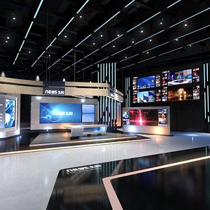 3D virtual set news studio model