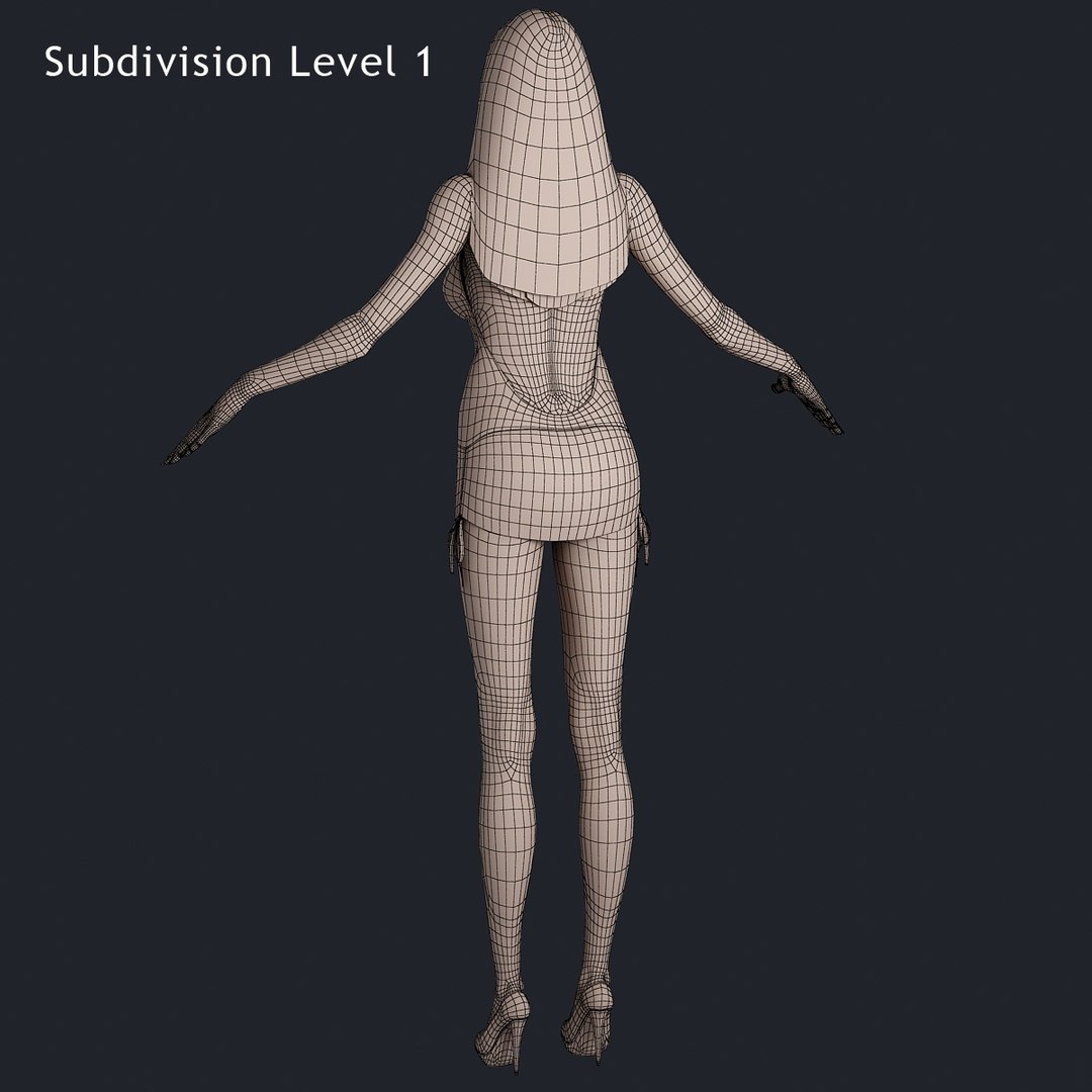 3d Model Of Blonde Woman Dress Rigging