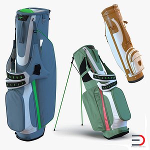 3D model Vintage Louis Vuitton Monogram LV Golf Bag with Clubs VR