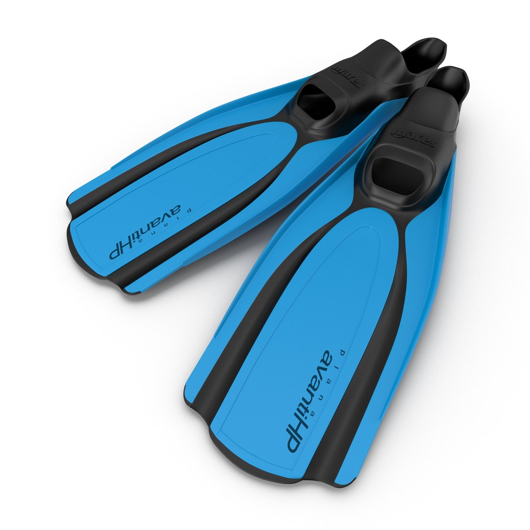 Swim Fins 2 Blue 2 3D model preview