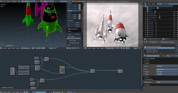 space spaceship retro 3d model
