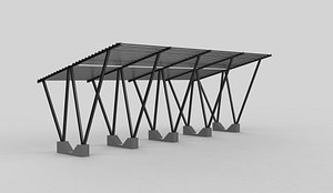 3D Carport Car Metall 06 3D model model