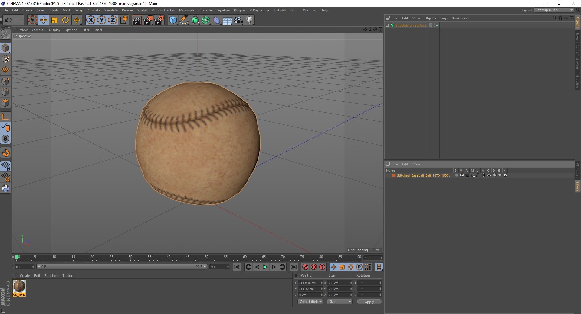 Stitched Baseball Ball 1870-1900s 3D - TurboSquid 2071663