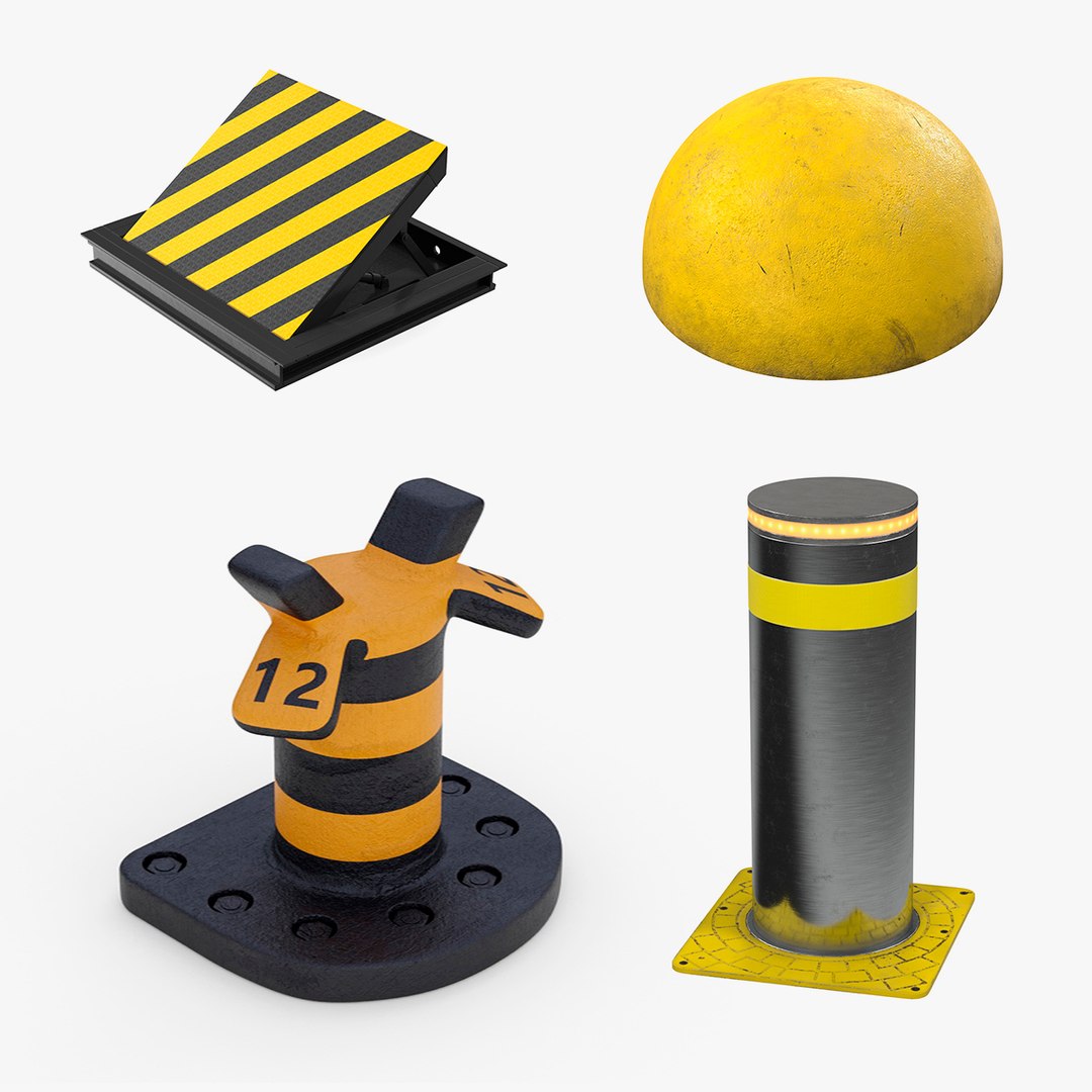 Bollards Collection 2 3D model preview