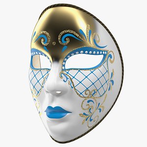 3D blue face carnival mask model