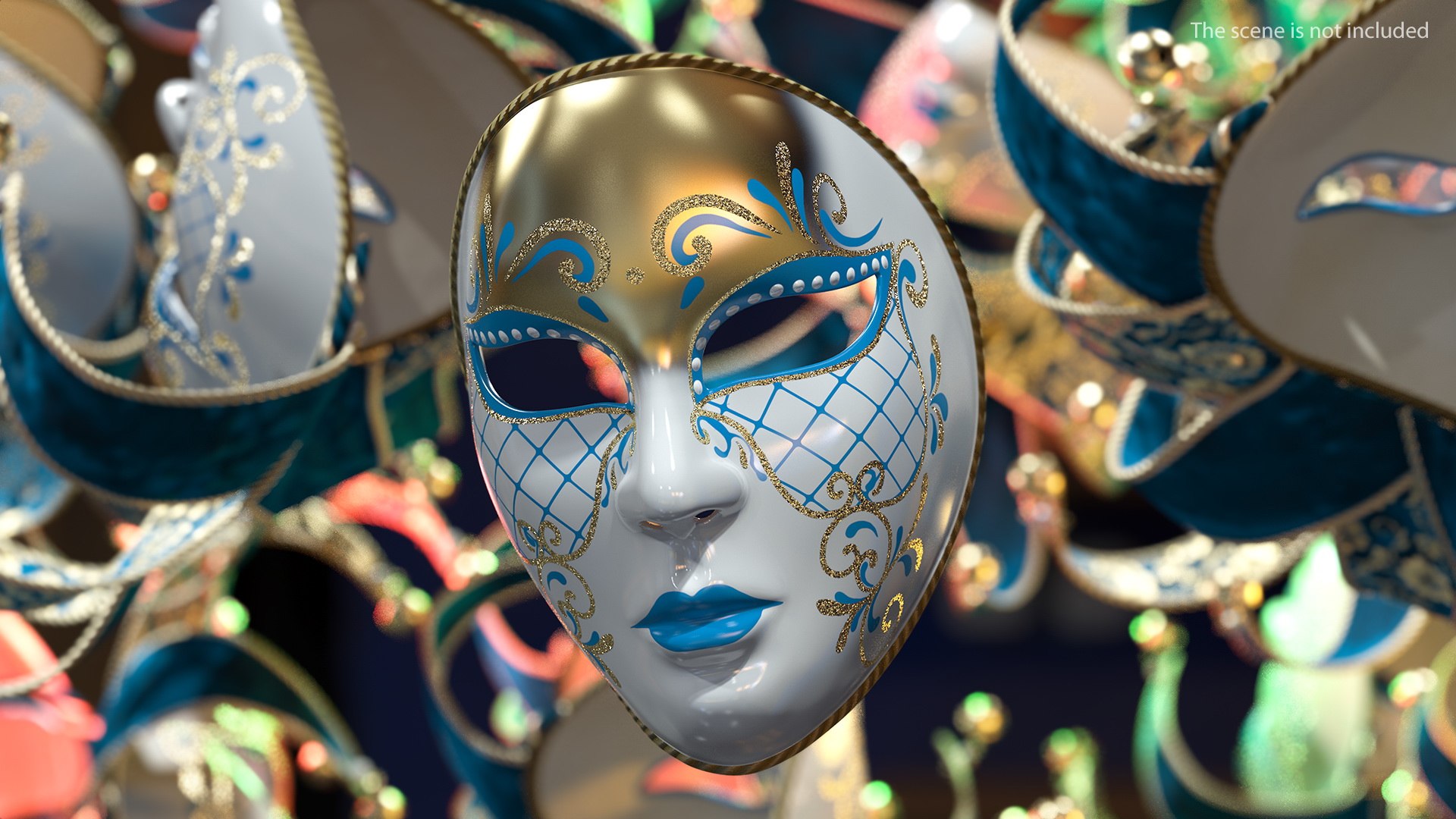 3D blue face carnival mask model - TurboSquid 1476112