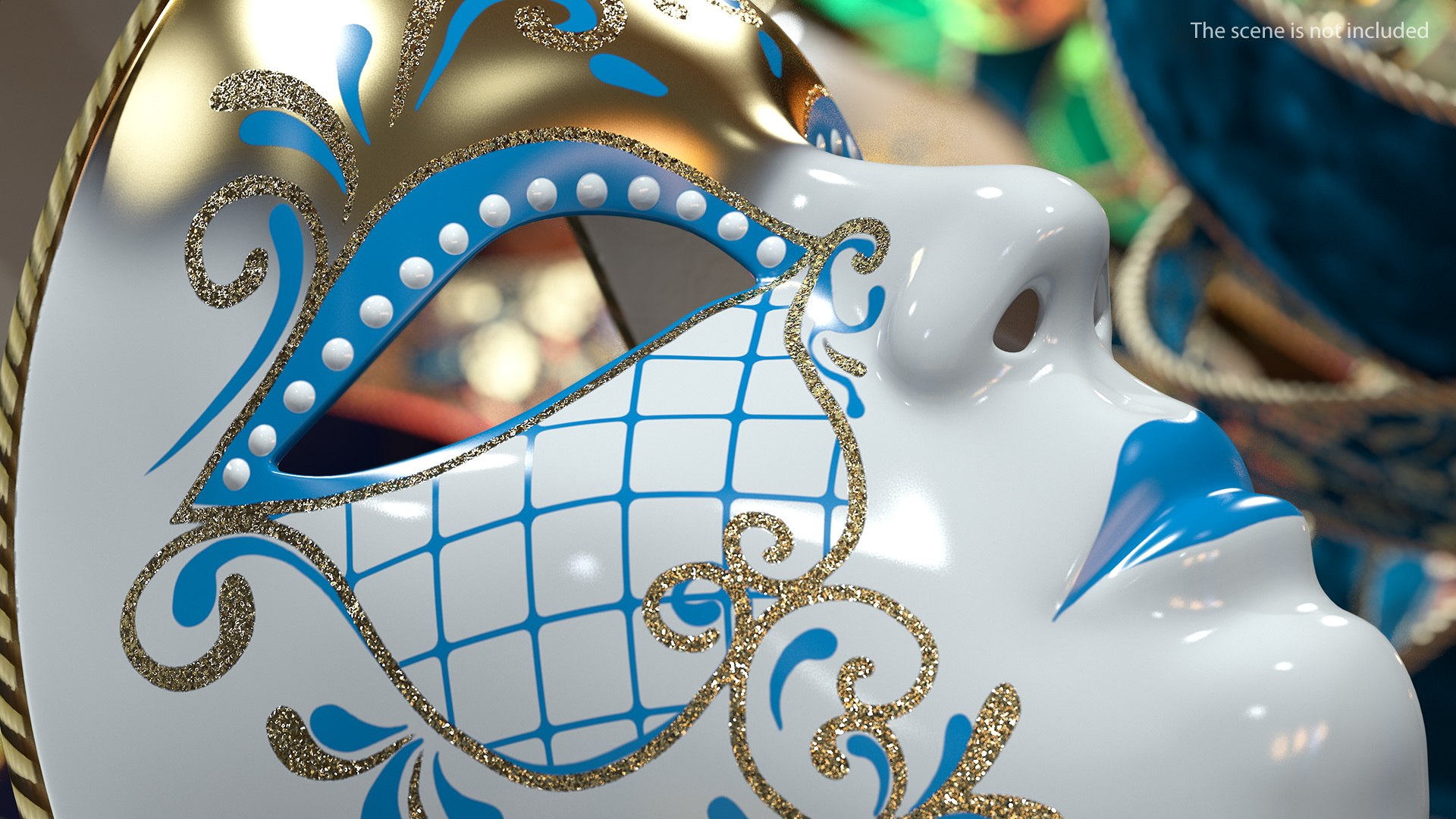 3D Blue Face Carnival Mask Model - TurboSquid 1476112