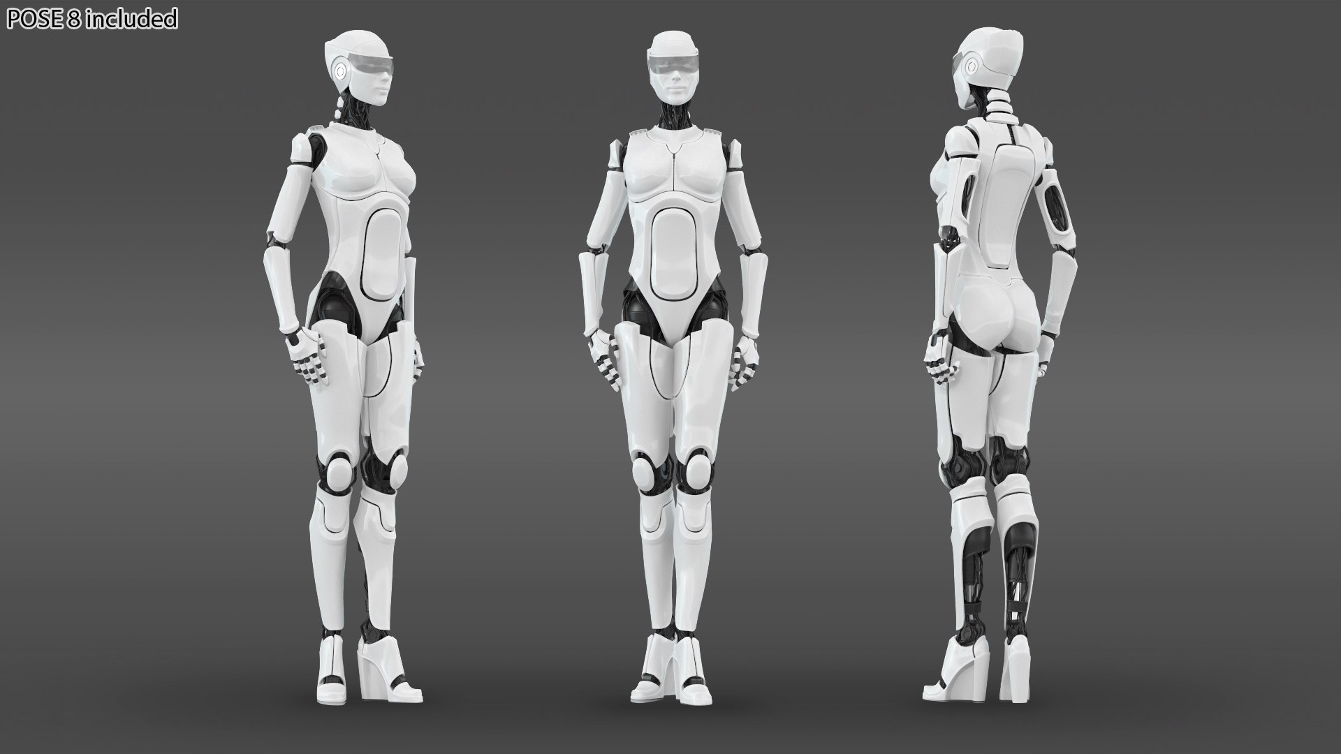 3D female cyborg robot rig - TurboSquid 1642644