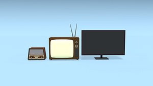 Low Poly Cartoon Modern TV - Retro TV - Retro Radio Pack