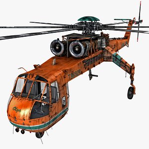 Sikorsky S-64 Skycrane Helicopter 2 Rigged
