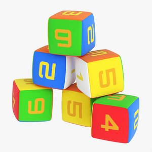 Baby cubes soft with numbers 02 3D model