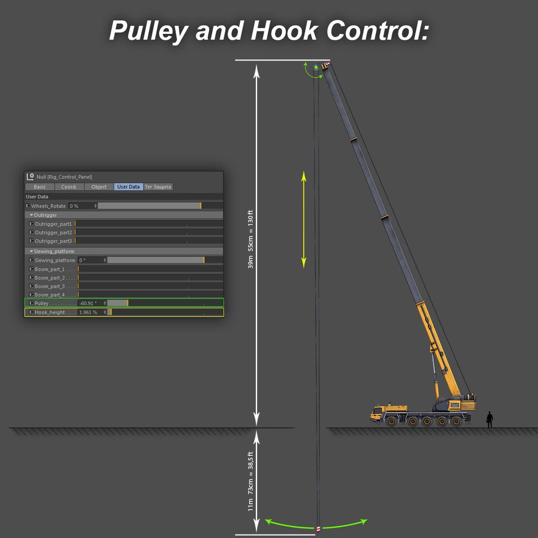 mobile crane rigged industrial 3d model