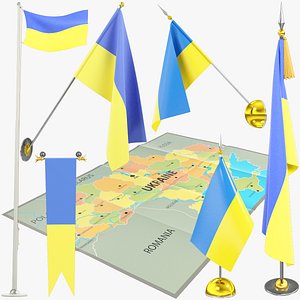 Ukrainian Flags and Map Collection V1