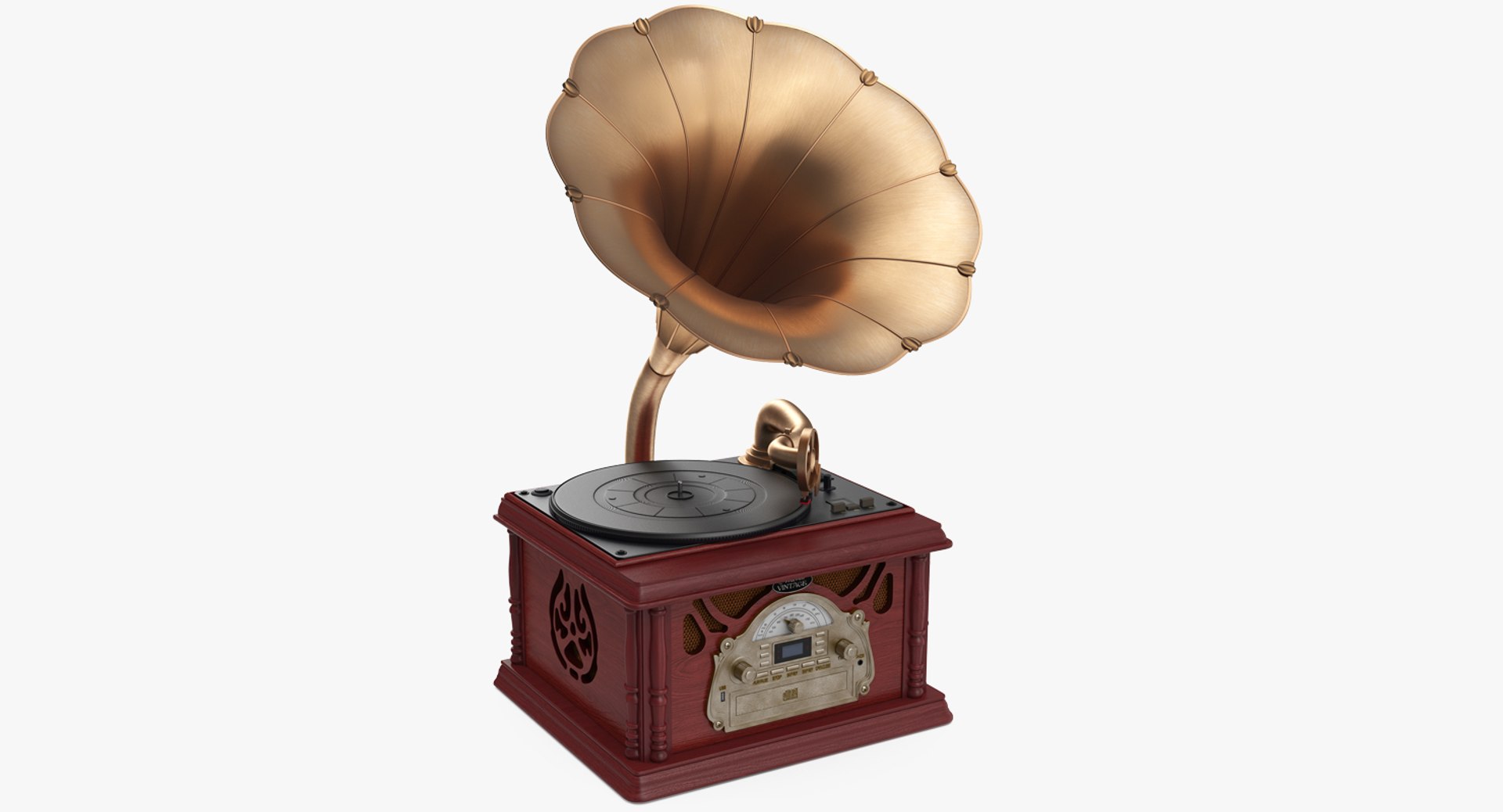 Vintage Retro Style Gramophone 3D model preview