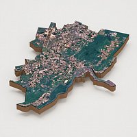 Bandar Seri Begawan Capital of Brunei Realistic 3D Terrain Map