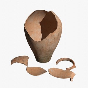 3D Terracotta Vase - Pot - damaged