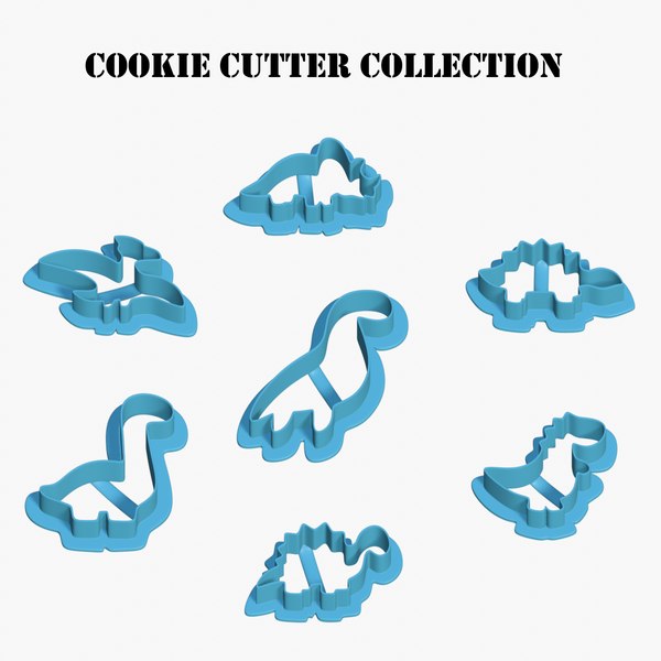Set of 7 dinosaur cookie cutters 3d turbosquid 2004980